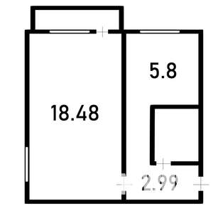 1-к квартира, вторичка, 34м2, 2/5 этаж