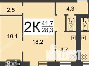 2-к квартира, вторичка, 39м2, 1/5 этаж