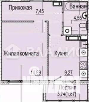 1-к квартира, вторичка, 40м2, 3/9 этаж
