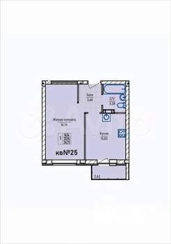 1-к квартира, строящийся дом, 35м2, 2/4 этаж