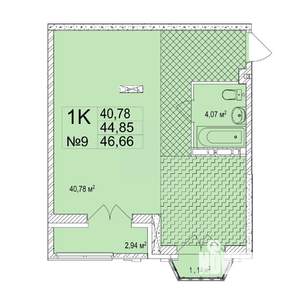 1-к квартира, вторичка, 47м2, 4/7 этаж