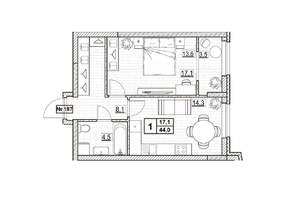 1-к квартира, вторичка, 44м2, 23/24 этаж