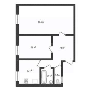 2-к квартира, вторичка, 40м2, 1/5 этаж