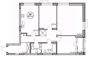 3-к квартира, строящийся дом, 93м2, 8/14 этаж
