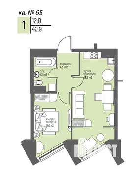 1-к квартира, вторичка, 43м2, 5/25 этаж