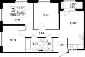 3-к квартира, вторичка, 62м2, 1/9 этаж