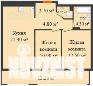 2-к квартира, вторичка, 72м2, 13/19 этаж