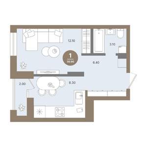 1-к квартира, вторичка, 31м2, 18/18 этаж