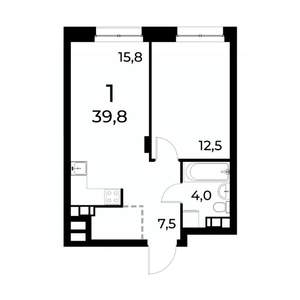 1-к квартира, вторичка, 40м2, 19/20 этаж