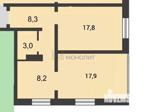 2-к квартира, вторичка, 55м2, 1/10 этаж