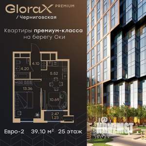 1-к квартира, вторичка, 39м2, 25/32 этаж