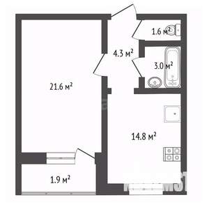 1-к квартира, вторичка, 45м2, 5/12 этаж