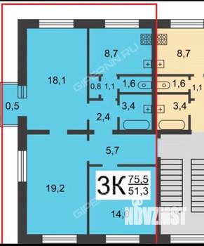 3-к квартира, вторичка, 76м2, 3/5 этаж
