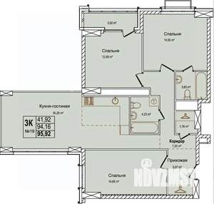 3-к квартира, вторичка, 96м2, 7/16 этаж