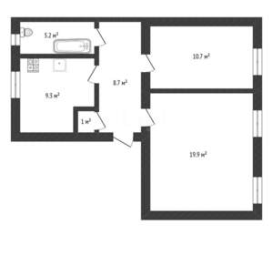 2-к квартира, вторичка, 53м2, 1/2 этаж