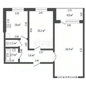 2-к квартира, вторичка, 45м2, 7/9 этаж