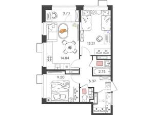 2-к квартира, вторичка, 55м2, 16/21 этаж