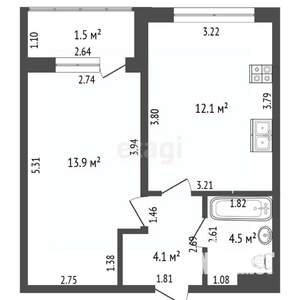 1-к квартира, вторичка, 36м2, 13/21 этаж