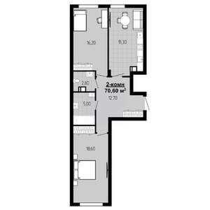 2-к квартира, сданный дом, 71м2, 7/9 этаж