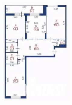3-к квартира, строящийся дом, 108м2, 8/25 этаж
