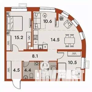 3-к квартира, строящийся дом, 73м2, 7/25 этаж