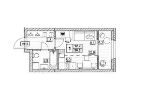 Студия квартира, вторичка, 27м2, 2/24 этаж