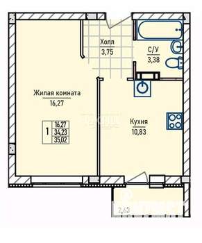 1-к квартира, вторичка, 35м2, 3/4 этаж