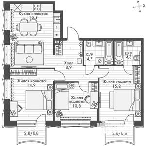 3-к квартира, вторичка, 80м2, 5/16 этаж