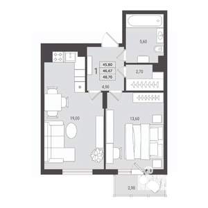 1-к квартира, вторичка, 47м2, 10/10 этаж