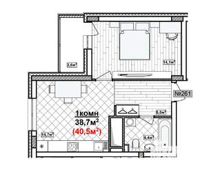 1-к квартира, вторичка, 41м2, 19/19 этаж