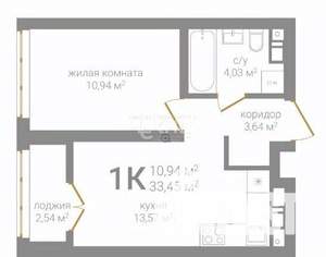 1-к квартира, вторичка, 33м2, 7/24 этаж