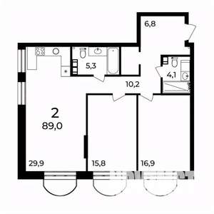 2-к квартира, вторичка, 89м2, 5/9 этаж