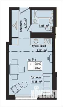 1-к квартира, вторичка, 28м2, 15/15 этаж