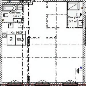 2-к квартира, строящийся дом, 90м2, 1/5 этаж