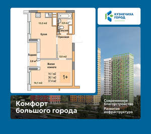 1-к квартира, вторичка, 37м2, 22/25 этаж