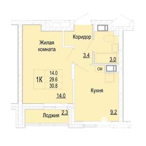 1-к квартира, вторичка, 31м2, 12/25 этаж