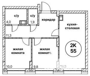 2-к квартира, вторичка, 68м2, 12/13 этаж