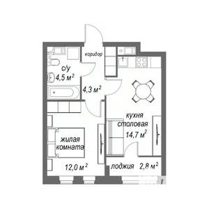 1-к квартира, строящийся дом, 38м2, 9/9 этаж