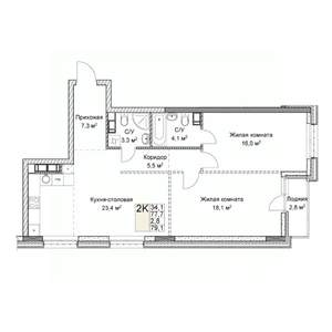 Студия квартира, вторичка, 79м2, 8/9 этаж