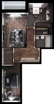 2-к квартира, вторичка, 70м2, 1/19 этаж