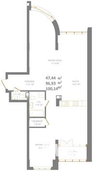 Студия квартира, вторичка, 97м2, 7/12 этаж