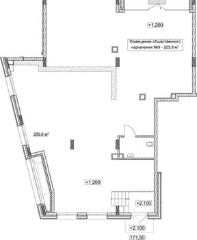 Студия квартира, вторичка, 206м2, 1/9 этаж