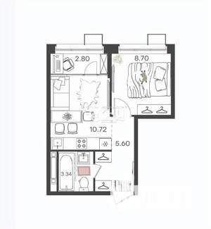 1-к квартира, вторичка, 31м2, 10/16 этаж