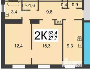 2-к квартира, вторичка, 53м2, 5/6 этаж