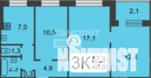 3-к квартира, вторичка, 58м2, 9/9 этаж
