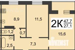 2-к квартира, вторичка, 48м2, 4/9 этаж