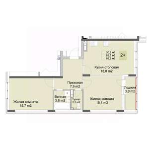 2-к квартира, строящийся дом, 65м2, 8/10 этаж