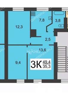 3-к квартира, вторичка, 49м2, 2/2 этаж