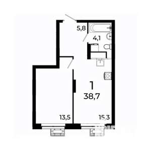 1-к квартира, вторичка, 39м2, 7/19 этаж