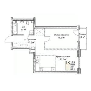 Студия квартира, вторичка, 55м2, 9/9 этаж